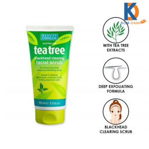 Beauty Formulas Tea Tree Blackhead Clearing Facial Scrub Australian 150ml