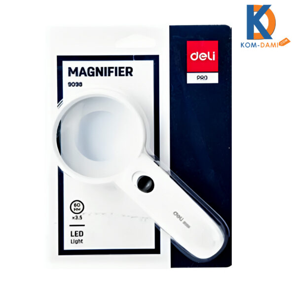 Deli E9099 Magnifying Glass With LED Light, 75 Mm - White